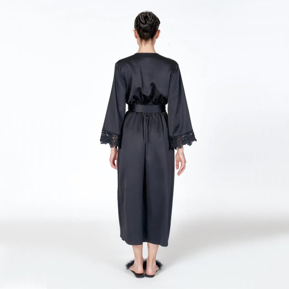 Rya Collection | Rosey Lace Trimmed Satin Robe | NWT - Picture 6 of 11